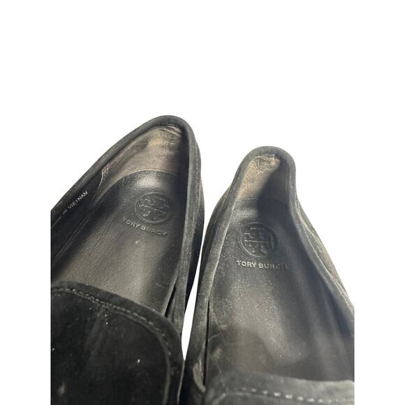 Tory Burch Size 8 Black Jesse Suede Gold Logo Slip On Sneaker Walk Travel Shoe - Picture 11 of 12